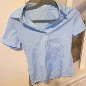 Blue collared button down shirt